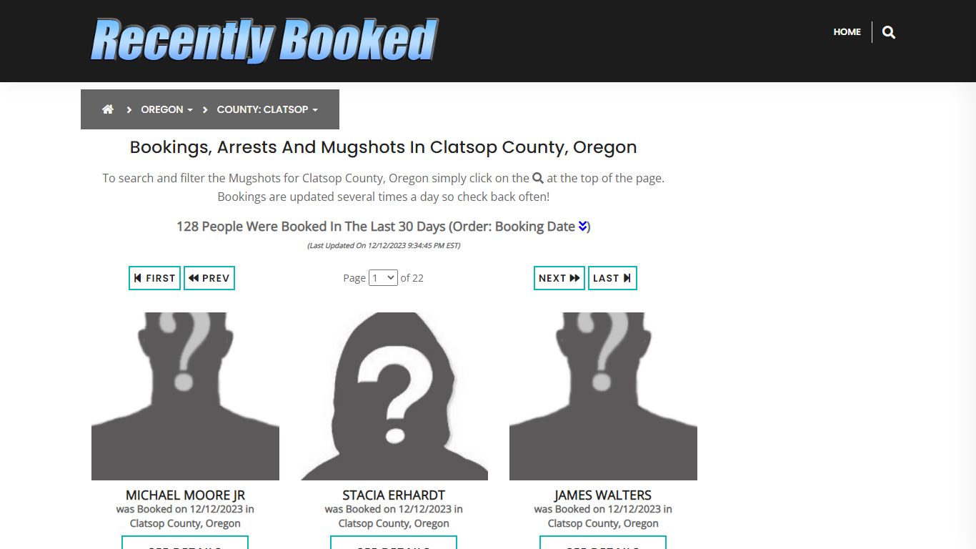 Recent bookings, Arrests, Mugshots in Clatsop County, Oregon